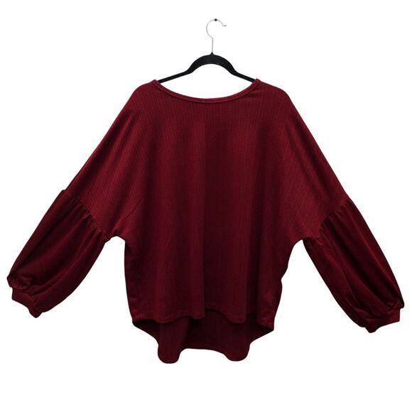 Oversized Pullover Sweater Womens 2XL Textured Balloon Sleeve Boho Top Cozy Knit - Picture 1 of 5